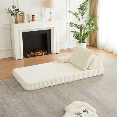 Canapé en velours côtelé de 211 cm, au design moderne et modulable, doté de dossiers triangulaires, d'accoudoirs amovibles et de coussins d'assise allongés, qui convient à différents scénarios d'utili (1/5)