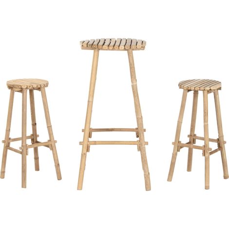 Mesa Bar Set 3 Bambu 50X50X105 2 Taburetes (1/5)
