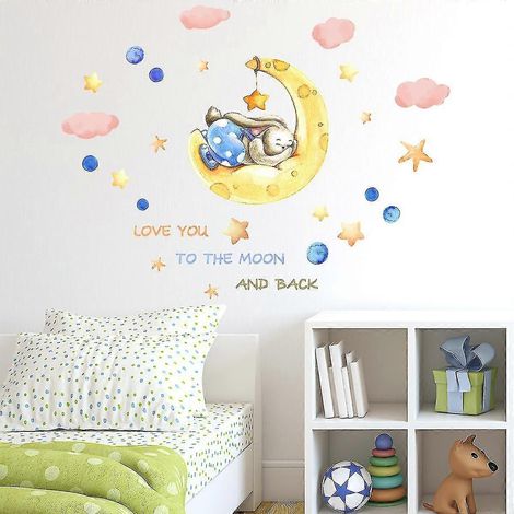 Niedlicher Wandaufkleber mit schlafendem Tier und Mondmotiv für Kinderzimmer, 1 Set – 30 x 60 cm (1/5)