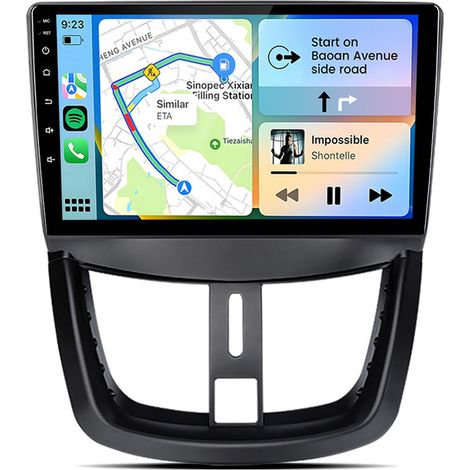 9 pouces Carplay 8 cœurs Autoradio pour Peugeot 207 (2016-2015) 4+64GB JUNSUN