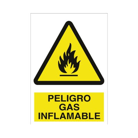 Señal de advertencia Peligro gas inflamable (varios tamaños) Poliestireno 210X148 mm (1/2)