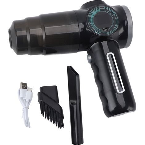 Aspirateur de voiture portable professionnel, efficace et sûr, sans fil, pour le nettoyage de la voiture, de la maison, des poils d'animaux et des voyages (noir) (1/5)