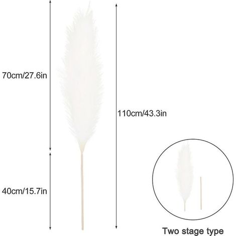Décoration en herbe de la pampa - Herbe de la pampa artificielle haute de 110 cm - Branches d'herbe pomponnées et florales - kaki (1/3)