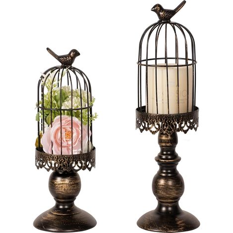 2 pièces - Porte-bougies - Lanternes portables - Porte-bougies vintage - Décoration de chambre à coucher de mariage - Éclairage (1/5)