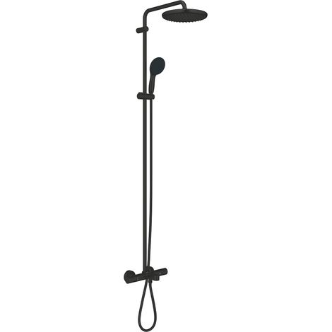 Colonne de douche thermostatique 269882431 – Douche de tête 250mm jet pluie – Douchette à main 2 jets – Finition noir mat – GROHE TurboStat (1/5)