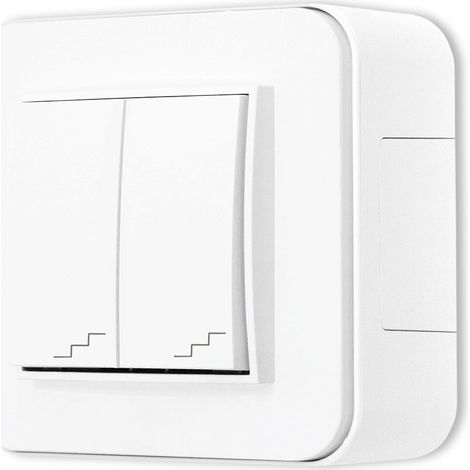 Interruttore doppio per scale, set da montaggio a superficie arrotondato, Mini bianco (1/5)