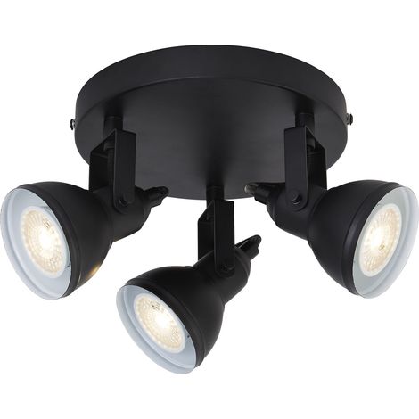 Plafoniera Tonda Contemporanea Focus Spotlight Acciaio Bianco Nero 3 Luci Gu10 (1/5)