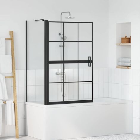Pantalla de ducha de baño Negro y Transparente 80 x 68 x 128 cm