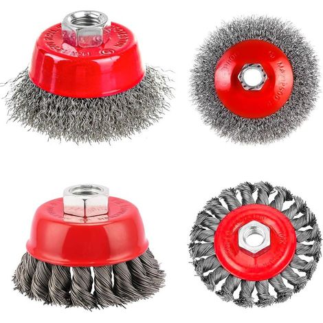 4 Pièces Brosse Métallique pour Meuleuse D'angle, Brosse 75 mm et 100 mm, Meuleuse M14, Dérouillage Polissage (1/5)