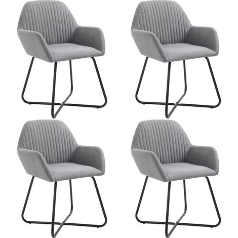 Juego de 4 sillas de cocina comedor de diseño moderno en tela gris claro CDS021522