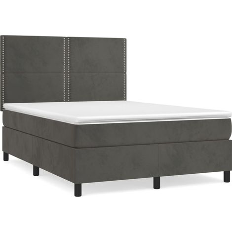 Maison Exclusive - Cama box spring con colchón terciopelo gris os (1/5)