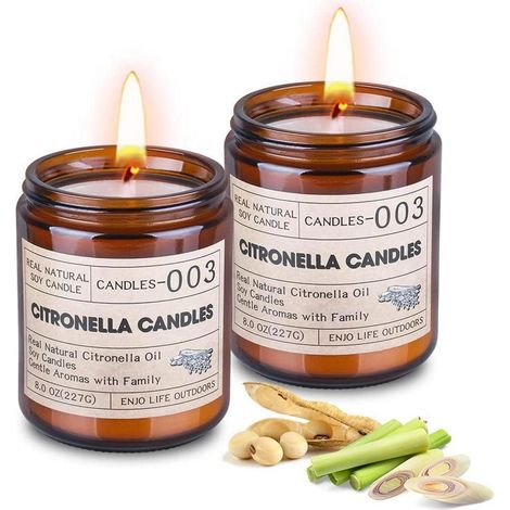 Bougies Citronnelle Grand Format 240h Soja Naturel pour Extérieur Jardin Terrasse Lot de 2 (1/5)