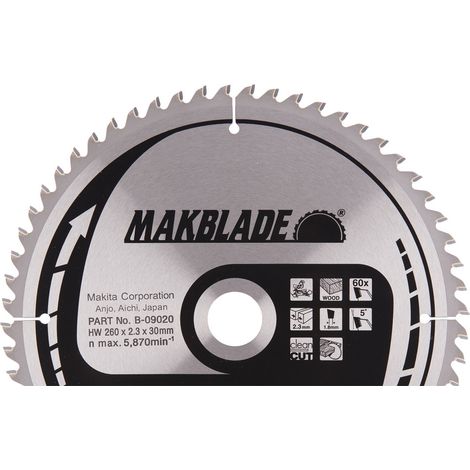LAME CARBURE MAKBLADE BOIS 260X30MM 60D MAKITA B-09020