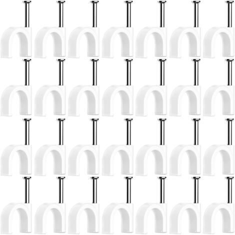 100 Pièces Cavalier Cable Electrique,Fixation Cable Electrique,Attache Fil Electrique,Attache Cable Mural,Clips de Cable (4mm)