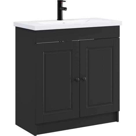 Badezimmermöbel-Set Schwarz 56 x 37,5 x 81 cm Holzwerkstoff vidaXL