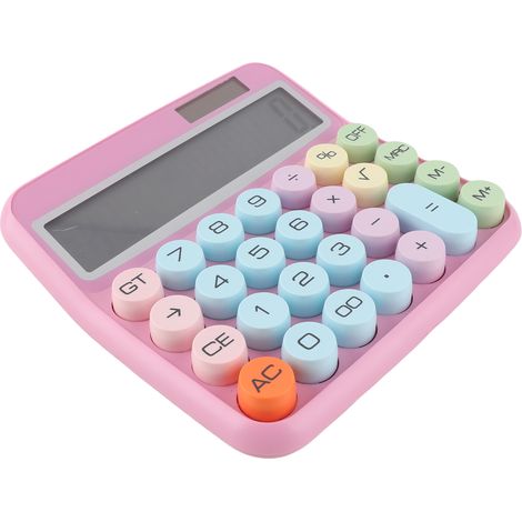 Ortviai Calculatrice mécanique 12 chiffres DX-8866 écran LCD incliné 15°, touches rondes géantes et double alimentation