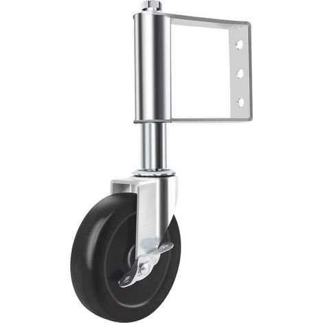 Roulette Pour Portail À Ressort - Diamètre 10,2 Cm - Charge Max 100 Kg - Support Universel 3 Trous - Frein Intégré - Adaptée Terrain Irrégulier - 1 Pièce