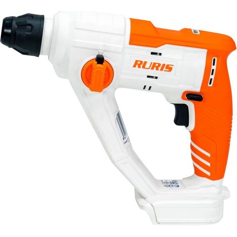 Marteau perforateur sans fil 20V 4Ah - Mandrin SDS Plus - Perçage à percussion - Vitesse variable - 3 forets 8/10/12 mm - Éclairage LED - Sans Batterie - Ruris (1/5)