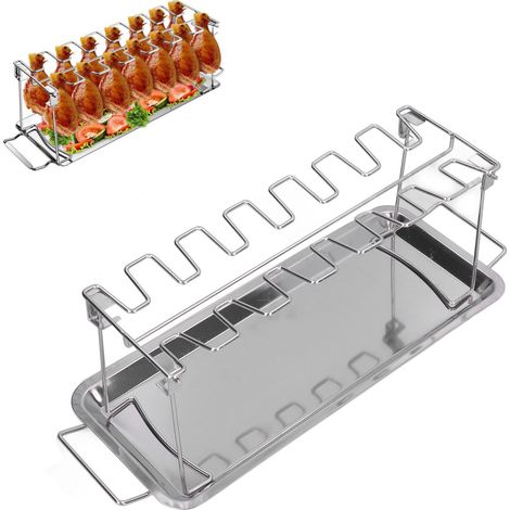 Grille de cuisson pliable en acier inoxydable pour cuisses de poulet avec plateau, filet de cuisson portable pour barbecue, outil de barbecue (1/5)