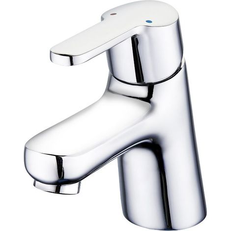 Robinet salle de bain mitigeur de lavabo chromé butée écostop vidage complet (1/2)