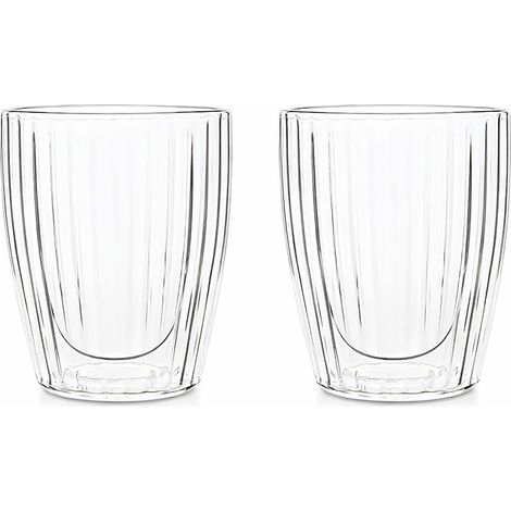 Lot de 2 tasses 25cl en verre borosilicate double paroi, HERA