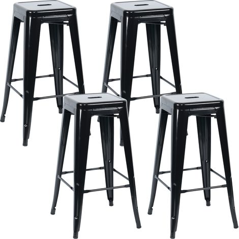 Pack 4 Taburetes Medios Industriales Apilables de Acero 43x43x76cm Thinia Home
