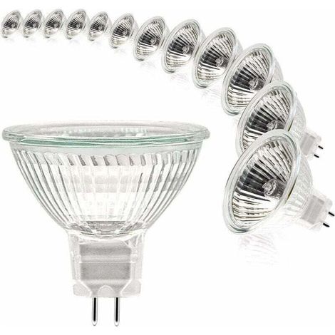 Ampoules Halogènes, Ampoule Spot MR16, Ampoule 12V 35W, Ampoule gu5.3 Ampoule MR16 Dimmable, 2 Broches Ampoules Halogène Blanc Chaud 2700K, Pack de 12 (MR16-35W-12P) (1/4)