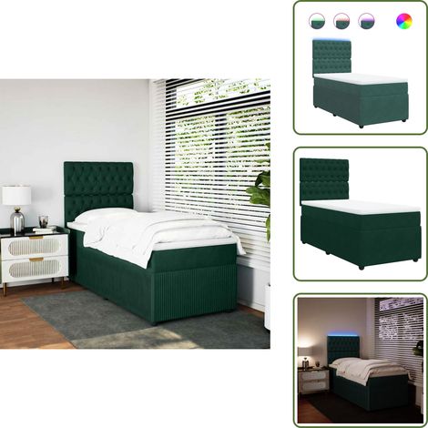 Sommier à lattes de lit avec matelas Vert foncé 90x190 cm - Sommier À Lattes De Lit - Sommiers À Lattes De Lit - Lit - Meuble De Chambre À Coucher (1/5)
