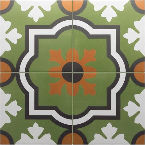 Carrelage Imitation Carreaux De Ciment 20x20 cm RIVOLI Monaco Verde (1/2)