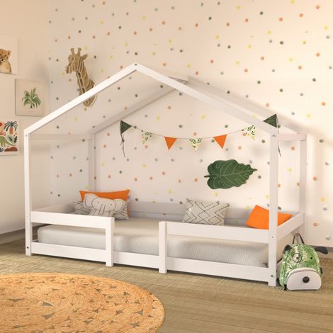 Le Quai Des Affaires – Lit cabane Indiana 90x190 – Structure en pin massif – Finition laquée blanche – Hauteur sommier 23,5 cm – Charge max 80 kg