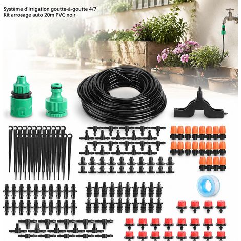 Sistema di irrigazione a goccia Toivize 4/7 - Kit di irrigazione automatico in PVC nero da 20 m - Risparmio idrico per balcone e giardino (1/4)