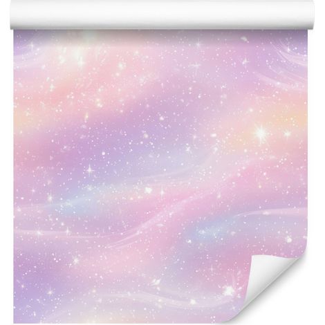 Carta da parati acquerello galassia lavanda, parte superiore rosa cipria 50x1000 cm (1/5)