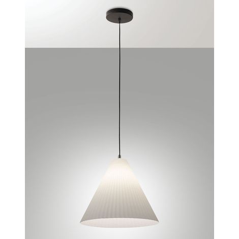 Lampada a Sospensione Cone, Struttura in Metallo e Plastica Vegetale, Attacco E27, IP20, Colore Bianco, Diametro 315mm - Design Moderno