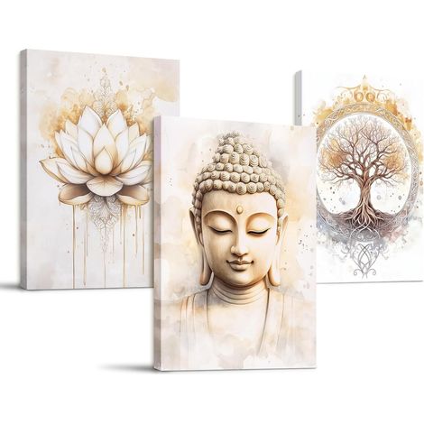 hyidecorart Tableau Decoration Murale Arbre de Vie Lotus Mandala 40x58 cm (1/5)