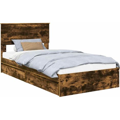Maison Exclusive - Letto con Contenitore con testiera Rovere fumé 100 x 200 cm