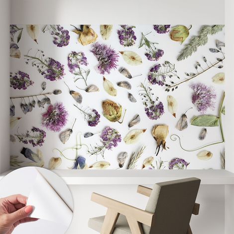 Papier peint autocollant adhésif installation rapide du papier peint durable et résistante Fleurs séchées 104x70 cm (1/5)