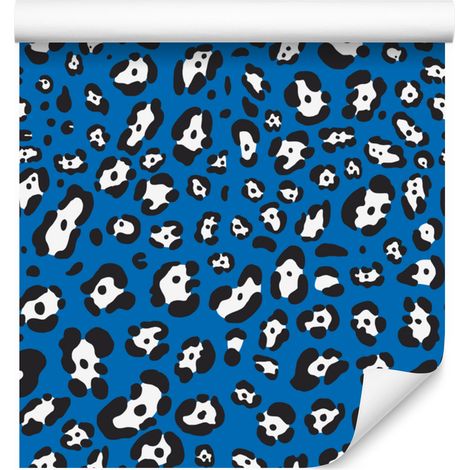 Papier peint imitation peau d'animal bleue, bleu, bleu marine et gris, 50 x 1000 cm (1/5)