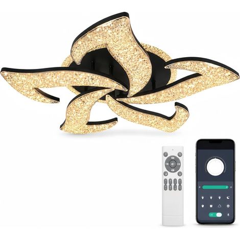 Plafonnier Led Dimmable 65W,Lampe De Plafond Moderne Salon Chambre  15-20 m²,6556LM,5%-100%,2988K-7187K,télécommande et App mobile,IRC90,salle à manger,couloir,bureau (1/5)