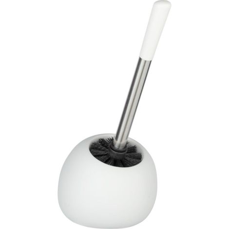 Porte Brosse WC céramique Polaris, Brosse WC noire, Céramique, 5x36x14,5 cm, blanc mat