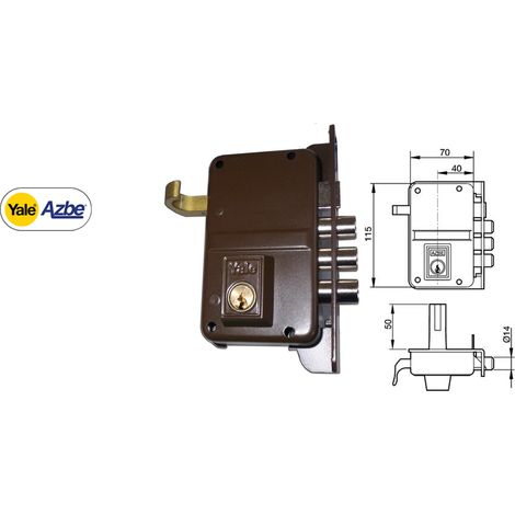 Verrou superposé anti-levier droit Yale Azbe 8 HP 70