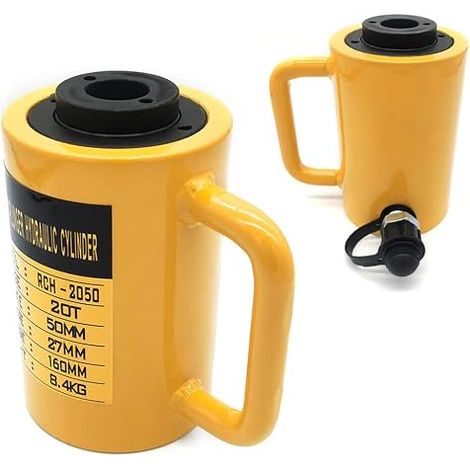 Cric hydraulique, Cylindre Creux, verin hydraulique, vérin à Piston Creux, vérin hydraulique pour bâtiments et ponts, diamètre 28 mm, 20 T. (1/5)