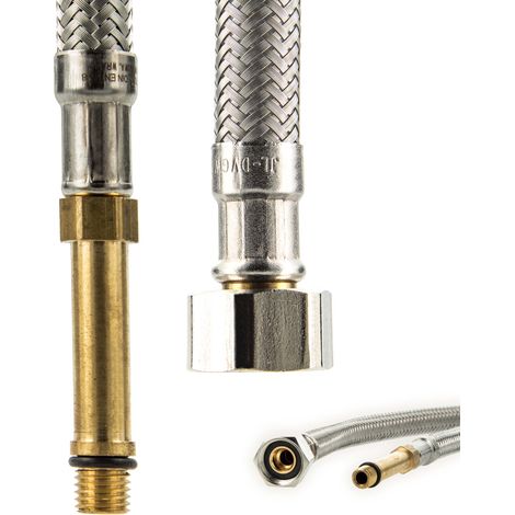 tecuro Sanitärarmaturen Anschlussschlauch M8x1 lang - 3/8 ÜWM x 500 mm - KTW-A- DVGW