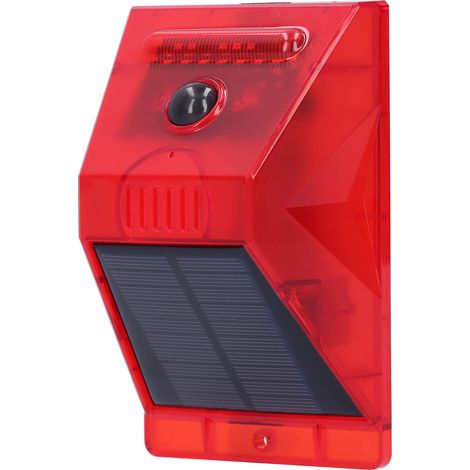 Lampe d'alarme solaire 129 dB avec détecteur de mouvement et répulsif pour animaux, télécommande incluse, idéale pour les fermes et les vergers. (1/5)