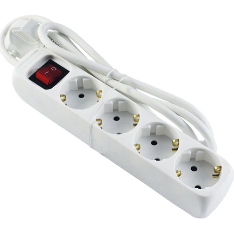 WURKO base 4 tomas cable 3 x1,5 mm c/interruptor , Base múltiple 4 enchufes con protección para niñosPlásticoLargo del cable 1,5 metrosBlanco.
-Cable H05VV F, 3G1Co (1/3)