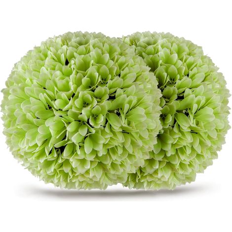 COSTWAY 2 Boules de Buis Artificielles de 28 cm avec des Fleurs, Plantes de Faux en Boules à Suspendre ou Poser, Sphère de Jardin Décoratives pour Intérieur Extérieur de Balcon Jardin, Vert