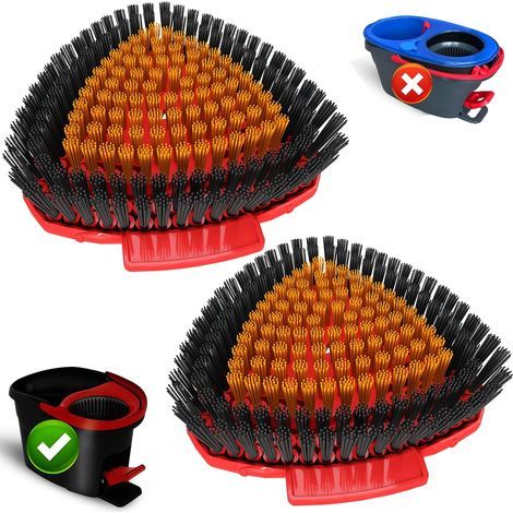2-Piece Mop Head Set, Compatible with Vileda Turbo, Full Bristles, Triangular Design, Kitchen and Bathroom (1/5)