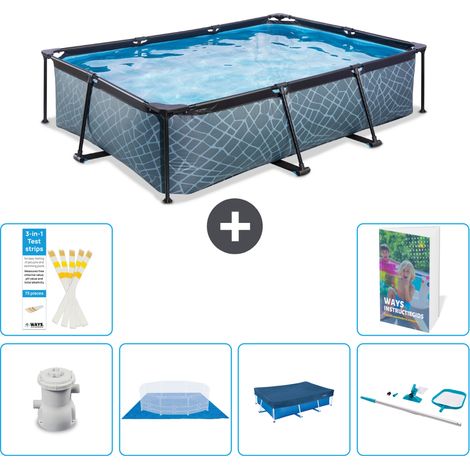 Exit Pool Rechteckig - Steinoptik - 300x200x65 cm - 7-teilig S225