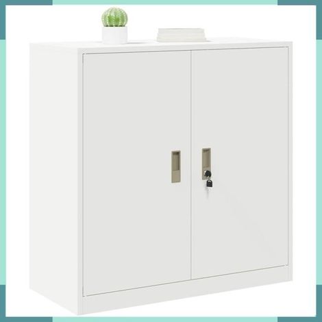 891645 Armoire de rangement Blanc 90 x 40 x 90 cm Acier (1/5)
