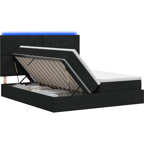 LED-Speicherbett mit Matratze Schwarz 180 x 200 cm Stoff vidaXL (1/5)