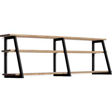 Estantería poligonal ascendente en madera de pino con estructura de acero estilo industrial 198x35x47.5cm (1/5)